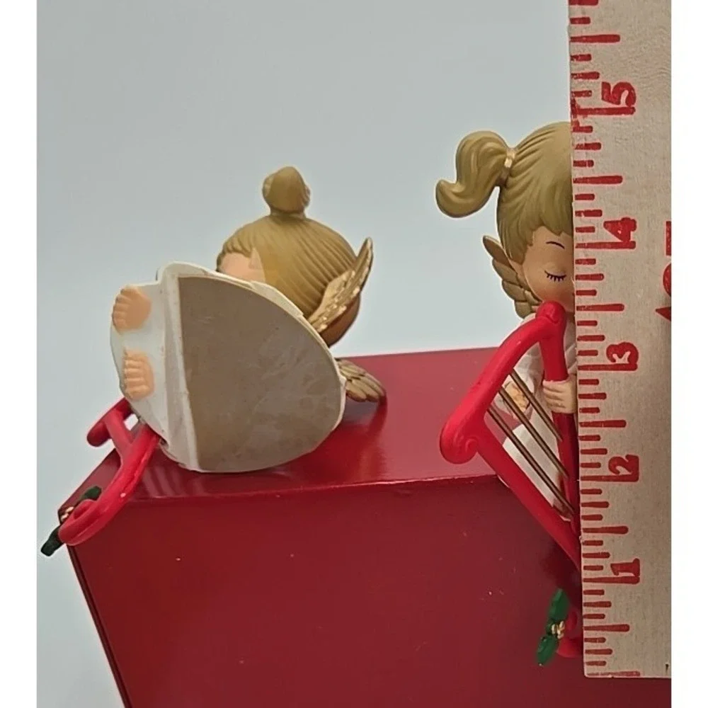 2 Russ Vtg Christmas Shelf Sitting Stocking‎ Hangers Angel Angels W/ Boxes